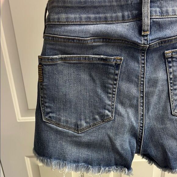 PAIGE Blue Jean Shorts Distressed Frayed Hem - Picture 9 of 14